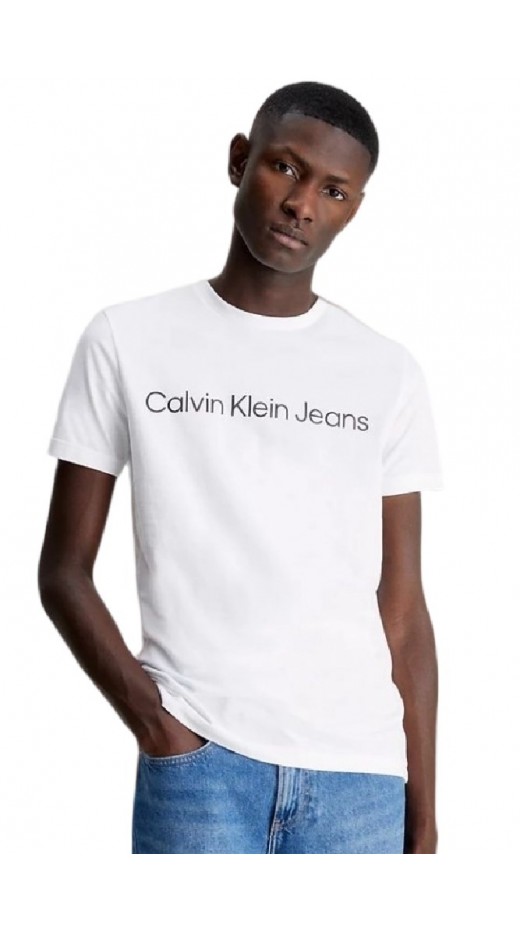 CALVIN KLEIN JEANS CORE INSTITUTIONAL LOGO SLIM TEE T-SHIRT ΑΝΔΡΙΚΟ WHITE