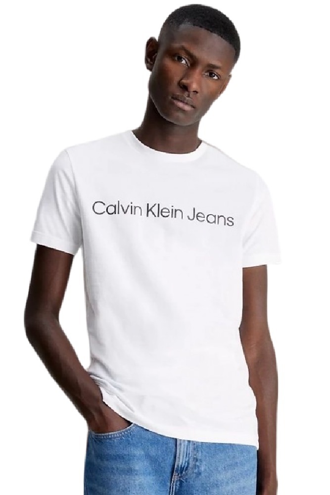 CALVIN KLEIN JEANS CORE INSTITUTIONAL LOGO SLIM TEE T-SHIRT ΑΝΔΡΙΚΟ WHITE