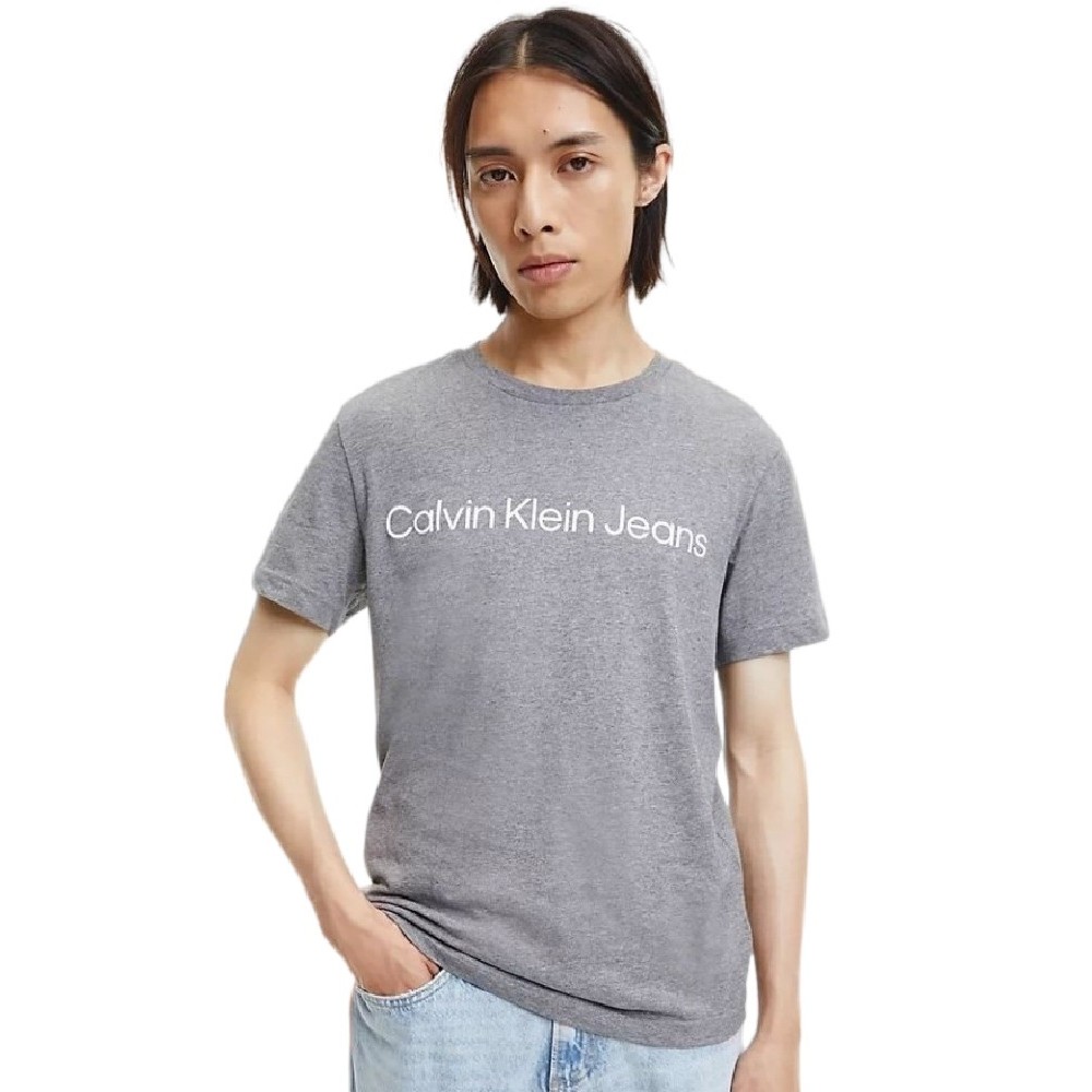 CALVIN KLEIN JEANS CORE INSTITUTIONAL LOGO SLIM TEE T-SHIRT ΑΝΔΡΙΚΟ OVERCAST GREY