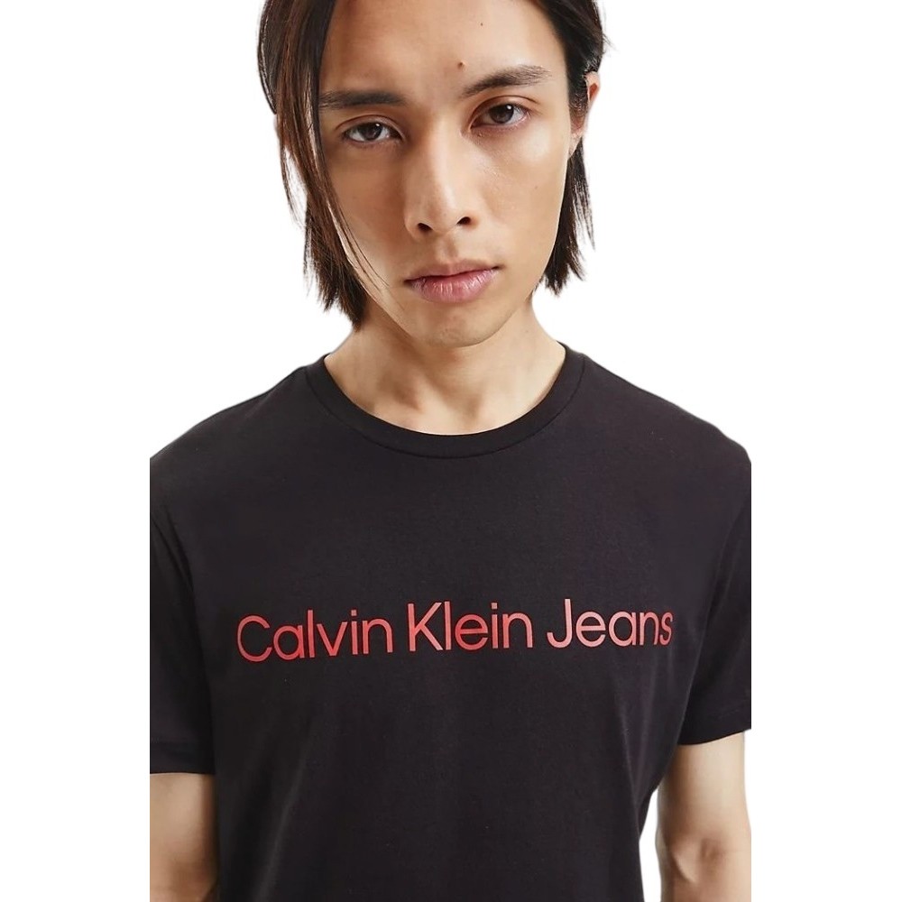 CALVIN KLEIN JEANS CORE INSTITUTIONAL LOGO SLIM TEE T-SHIRT ΑΝΔΡΙΚΟ BLACK/RED