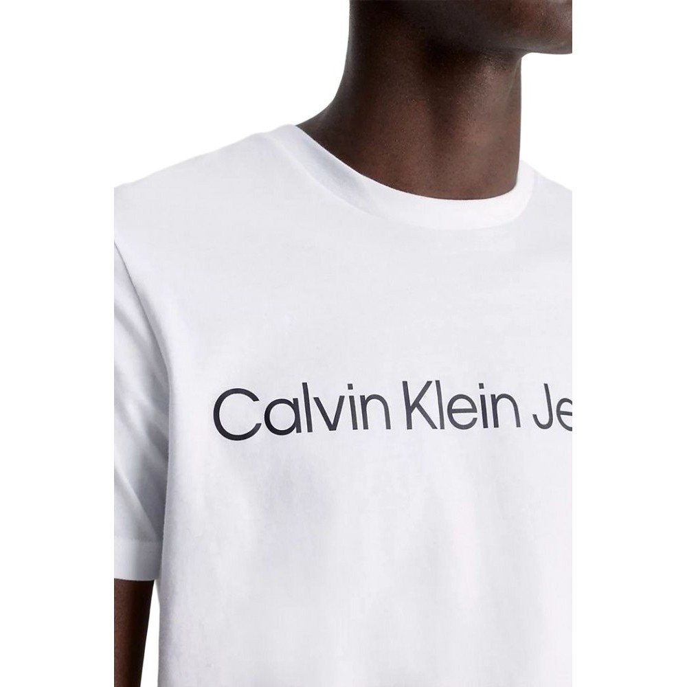 CALVIN KLEIN JEANS CORE INSTITUTIONAL LOGO SLIM TEE T-SHIRT ΑΝΔΡΙΚΟ WHITE