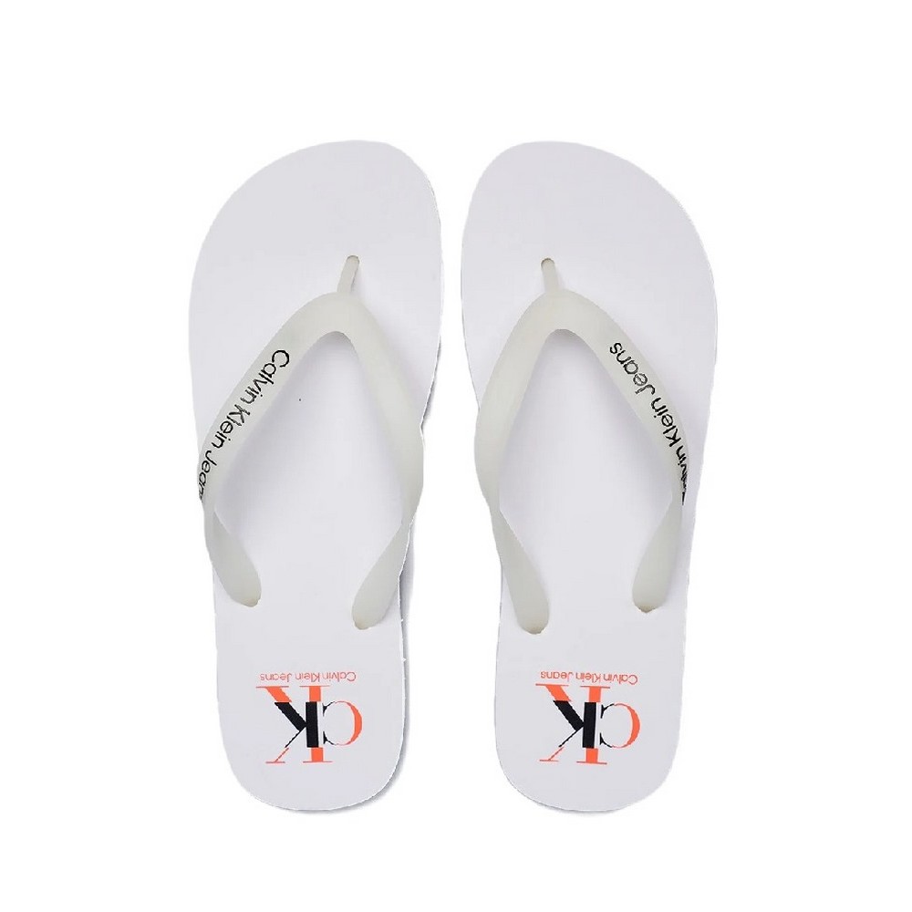 CALVIN KLEIN JEANS BEACH SANDAL LOGO ΠΑΝΤΟΦΛΑ ΑΝΔΡΙΚΗ WHITE