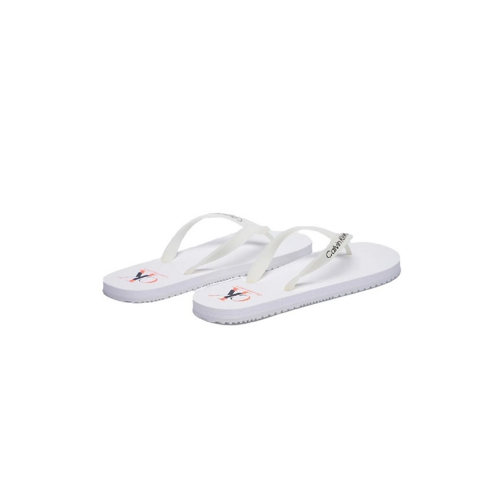 CALVIN KLEIN JEANS BEACH SANDAL LOGO ΠΑΝΤΟΦΛΑ ΑΝΔΡΙΚΗ WHITE