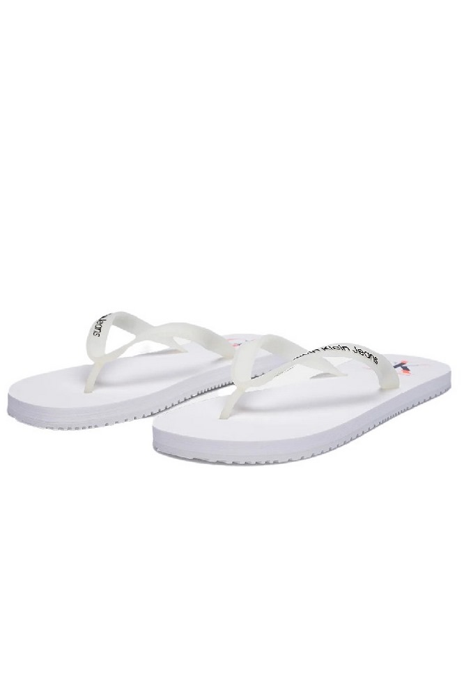 CALVIN KLEIN JEANS BEACH SANDAL LOGO ΠΑΝΤΟΦΛΑ ΑΝΔΡΙΚΗ WHITE