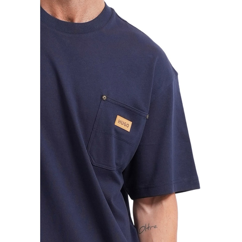 HUGO BOSS NEVADO JERSEY T-SHIRT ΜΠΛΟΥΖΑ ΑΝΔΡΙΚΗ NAVY