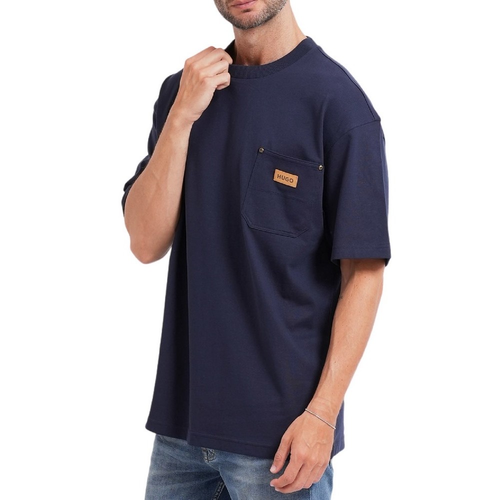 HUGO BOSS NEVADO JERSEY T-SHIRT ΜΠΛΟΥΖΑ ΑΝΔΡΙΚΗ NAVY