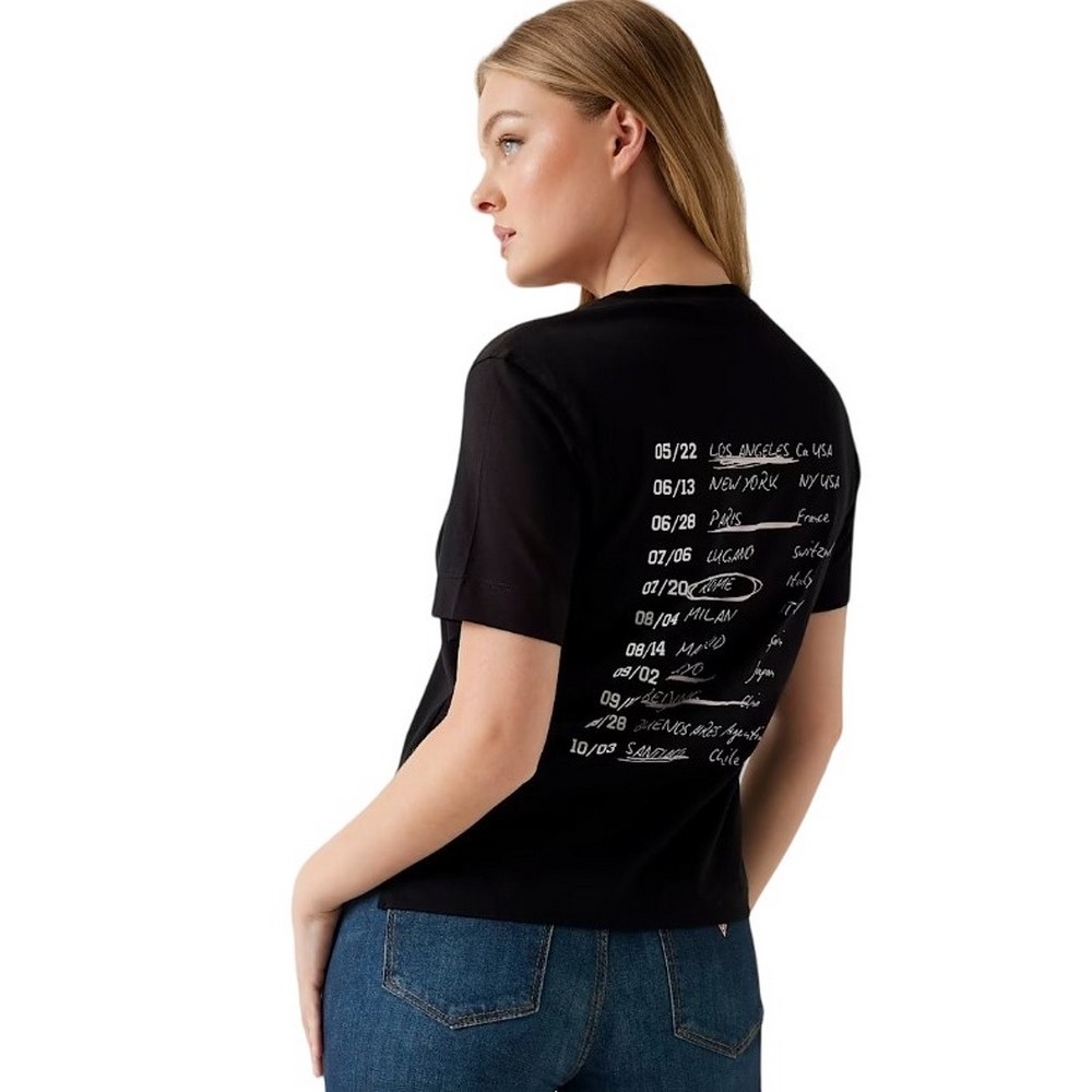 GUESS TOUR DATES TEE T-SHIT ΜΠΛΟΥΖΑ ΓΥΝΑΙΚΕΙΑ BLACK