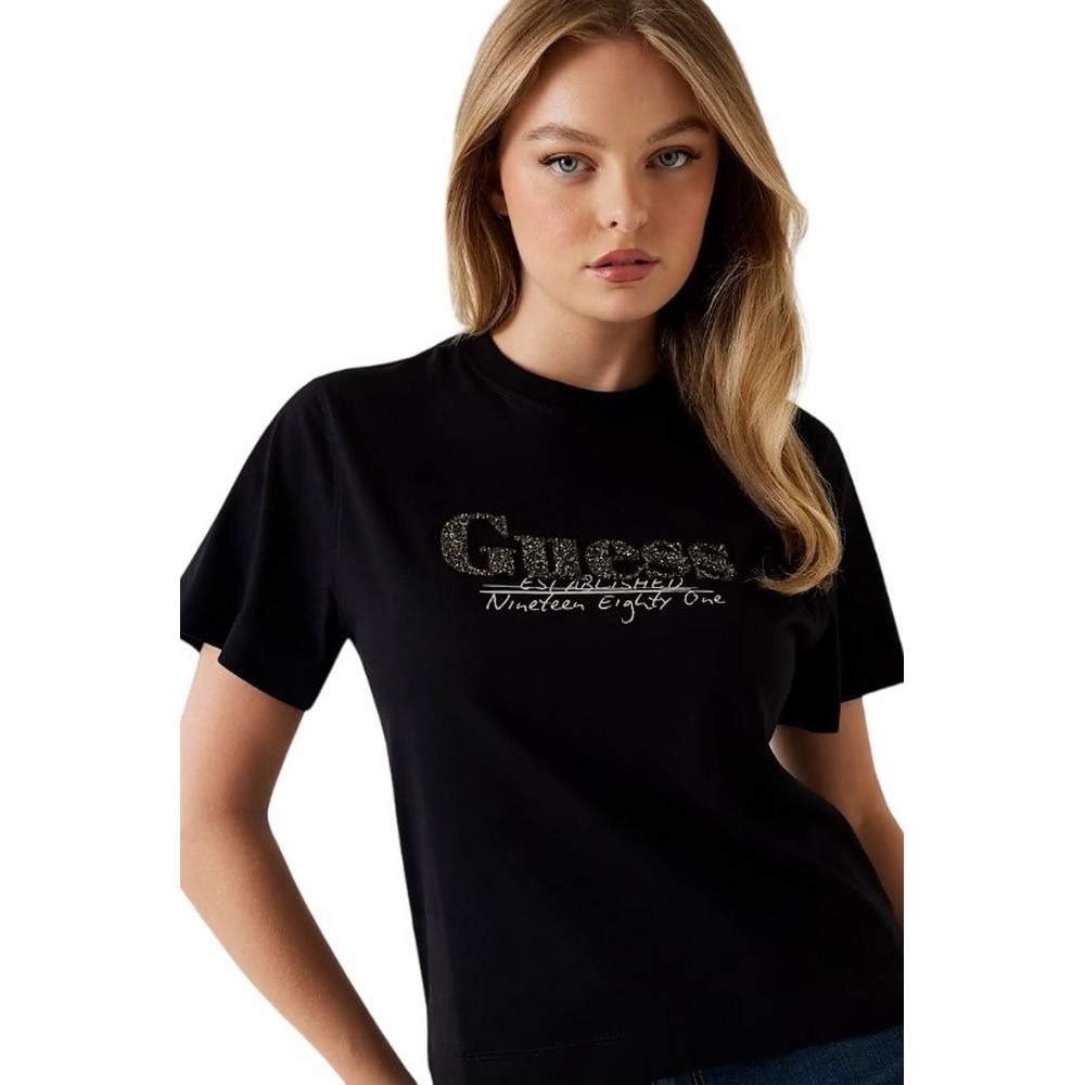 GUESS TOUR DATES TEE T-SHIT ΜΠΛΟΥΖΑ ΓΥΝΑΙΚΕΙΑ BLACK