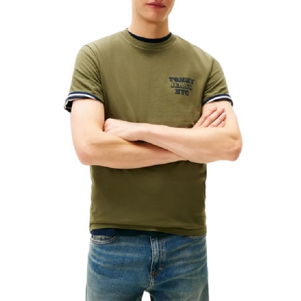 TOMMY JEANS SLIM ENTRY BILLS TEE T-SHIRT ΜΠΛΟΥΖΑ ΑΝΔΡΙΚΗ GREEN