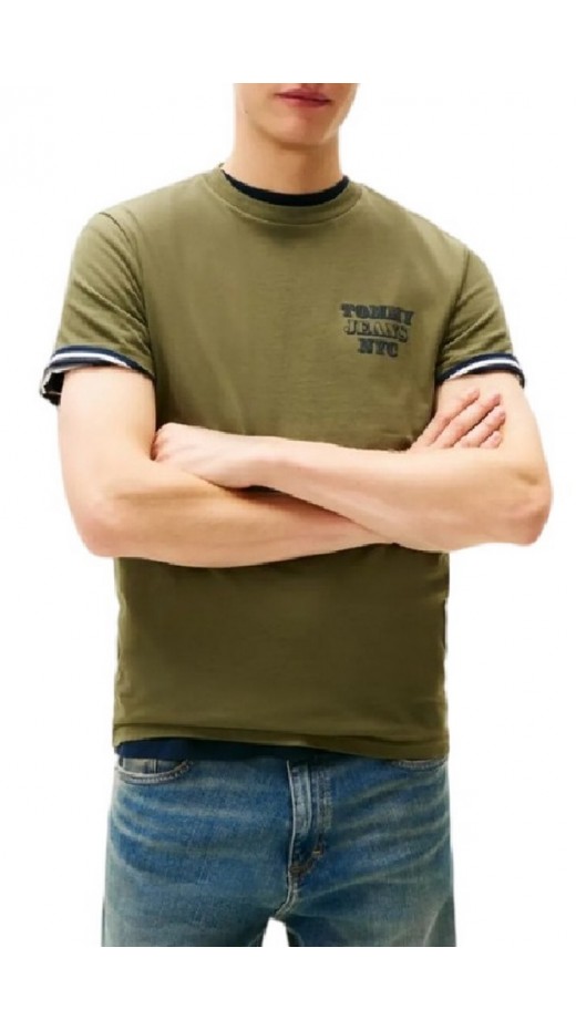 TOMMY JEANS SLIM ENTRY BILLS TEE T-SHIRT ΜΠΛΟΥΖΑ ΑΝΔΡΙΚΗ GREEN
