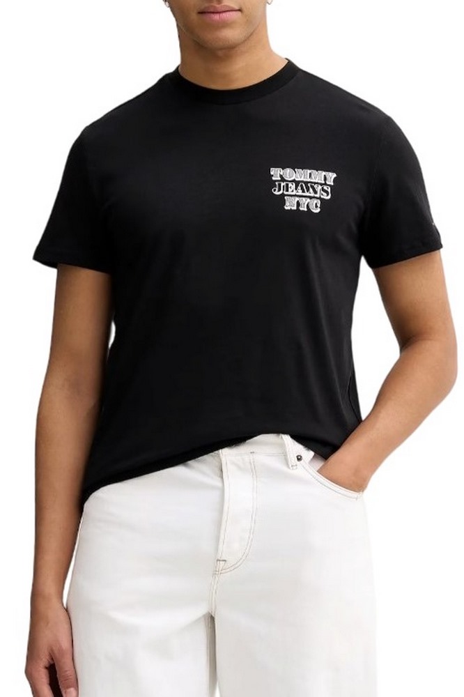 TOMMY JEANS SLIM ENTRY BILLS TEE T-SHIRT ΜΠΛΟΥΖΑ ΑΝΔΡΙΚΗ BLACK
