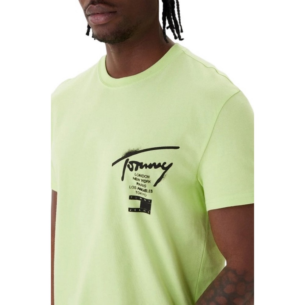 TOMMY JEANS REG CITY SIGN EXT T-SHIRT ΜΠΛΟΥΖΑ ΑΝΔΡΙΚΗ LIME