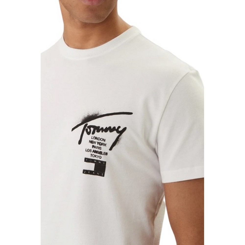 TOMMY JEANS REG CITY SIGN EXT T-SHIRT ΜΠΛΟΥΖΑ ΑΝΔΡΙΚΗ ECRU
