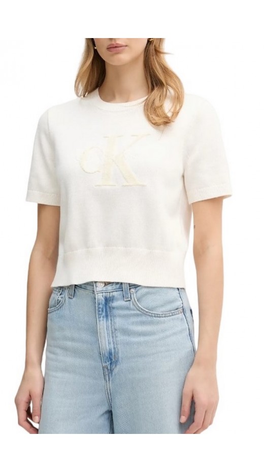 CALVIN KLEIN JEANS CHUNKY COTTON GRAPHIC VEST ΜΠΛΟΥΖΑ ΓΥΝΑΙΚΕΙΑ OFF WHITE