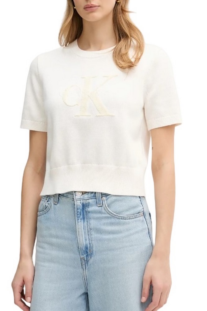 CALVIN KLEIN JEANS CHUNKY COTTON GRAPHIC VEST ΜΠΛΟΥΖΑ ΓΥΝΑΙΚΕΙΑ OFF WHITE