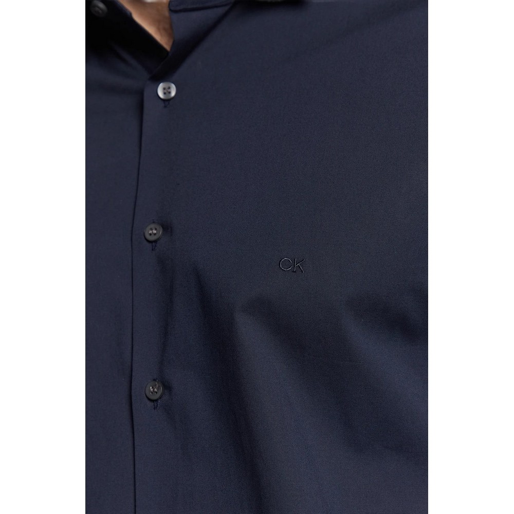 CALVIN KLEIN JEANS CK CHEST LOGO SLIM STRETCH SHIRT ΠΟΥΚΑΜΙΣΟ ΑΝΔΡΙΚΟ NAVY