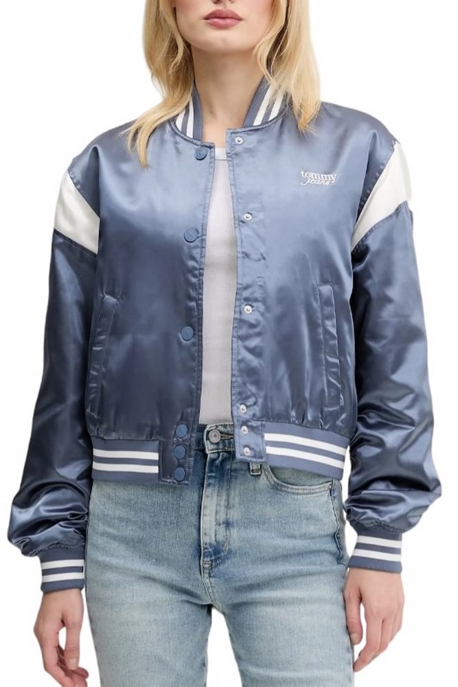 TOMMY JEANS SCRIPT VARSITY JACKET ΜΠΟΥΦΑΝ ΓΥΝΑΙΚΕΙΟ BLUE