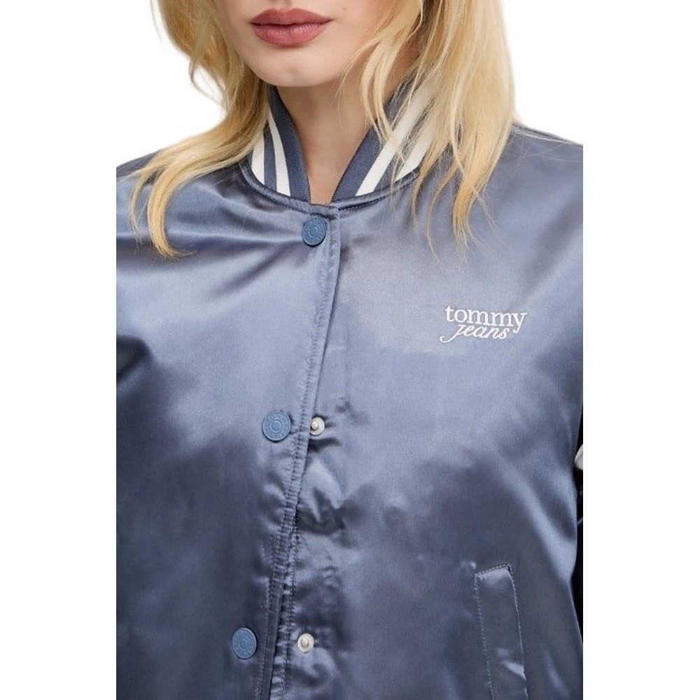 TOMMY JEANS SCRIPT VARSITY JACKET ΜΠΟΥΦΑΝ ΓΥΝΑΙΚΕΙΟ BLUE