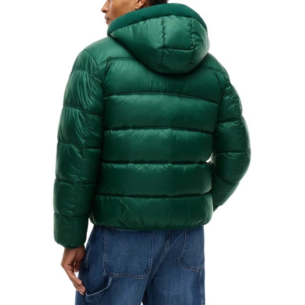 TOMMY JEANS HOODED LOGO PUFFER EXT ΜΠΟΥΦΑΝ ΑΝΔΡΙΚΟ GREEN