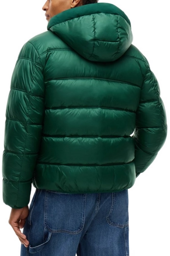 TOMMY JEANS HOODED LOGO PUFFER EXT ΜΠΟΥΦΑΝ ΑΝΔΡΙΚΟ GREEN