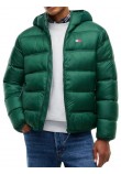 TOMMY JEANS HOODED LOGO PUFFER EXT ΜΠΟΥΦΑΝ ΑΝΔΡΙΚΟ GREEN