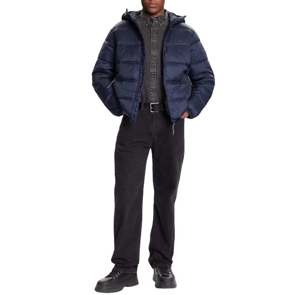 TOMMY JEANS HOODED LOGO PUFFER EXT ΜΠΟΥΦΑΝ ΑΝΔΡΙΚΟ NAVY