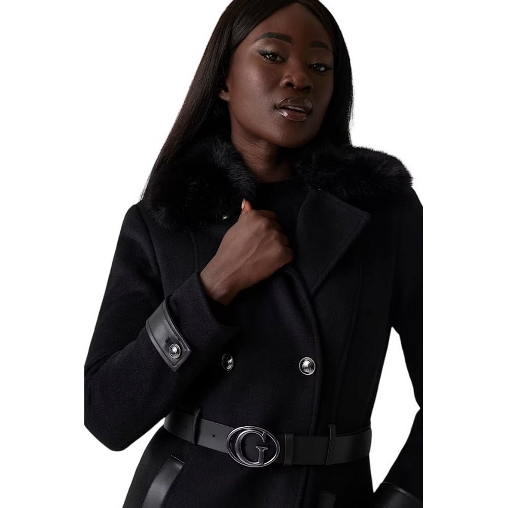 GUESS AMELIA DOUBLE BREAST ΠΑΛΤΟ ΓΥΝΑΙΚΕΙΟ BLACK GUESS AMELIA DOUBLE BREAST ΠΑΛΤΟ ΓΥΝΑΙΚΕΙΟ BLACK