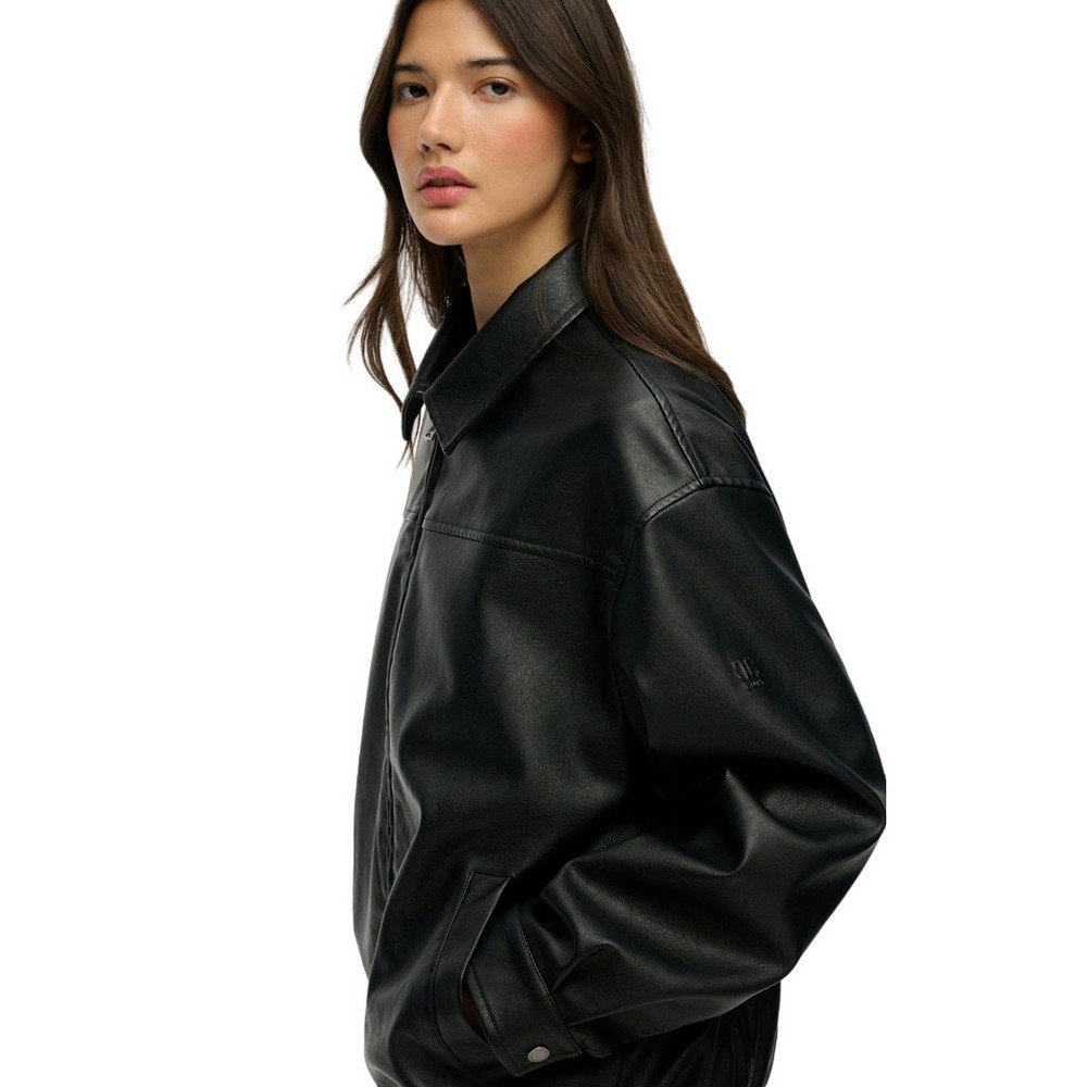 SUPERDRY COLLARED OVERSIZED BOMBER ΜΠΟΥΦΑΝ ΓΥΝΑΙΚΕΙΟ BLACK