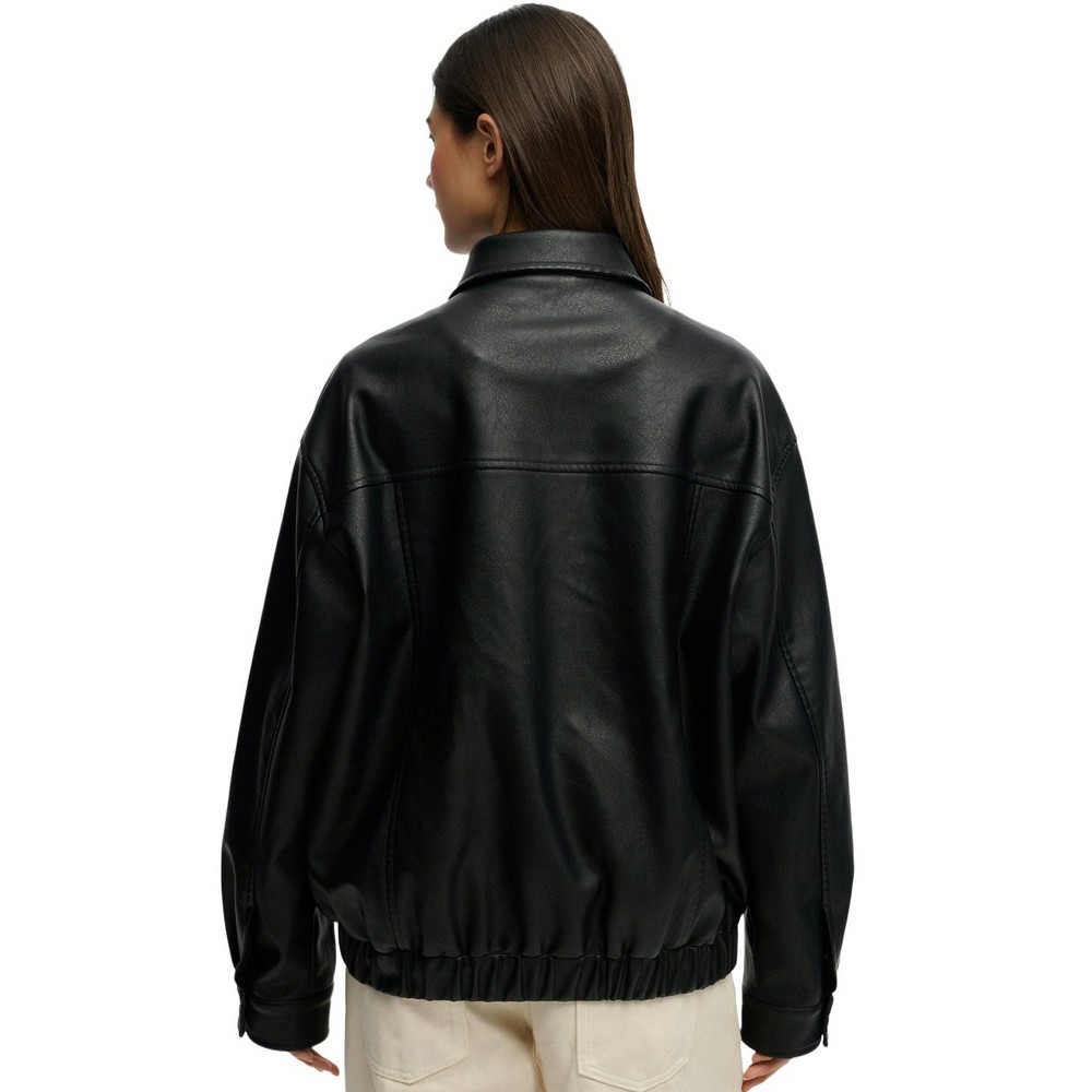SUPERDRY COLLARED OVERSIZED BOMBER ΜΠΟΥΦΑΝ ΓΥΝΑΙΚΕΙΟ BLACK