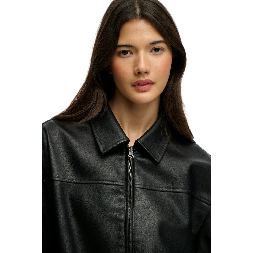 SUPERDRY COLLARED OVERSIZED BOMBER ΜΠΟΥΦΑΝ ΓΥΝΑΙΚΕΙΟ BLACK