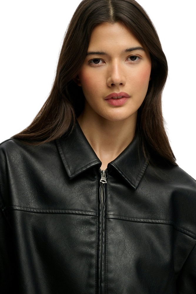 SUPERDRY COLLARED OVERSIZED BOMBER ΜΠΟΥΦΑΝ ΓΥΝΑΙΚΕΙΟ BLACK