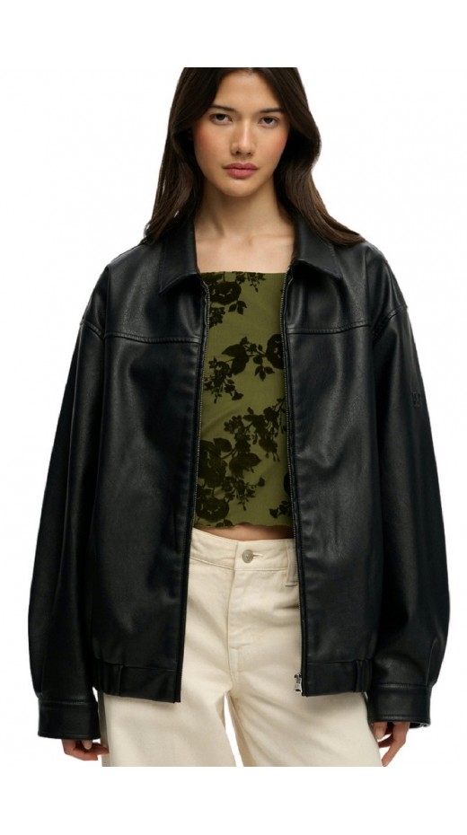 SUPERDRY COLLARED OVERSIZED BOMBER ΜΠΟΥΦΑΝ ΓΥΝΑΙΚΕΙΟ BLACK