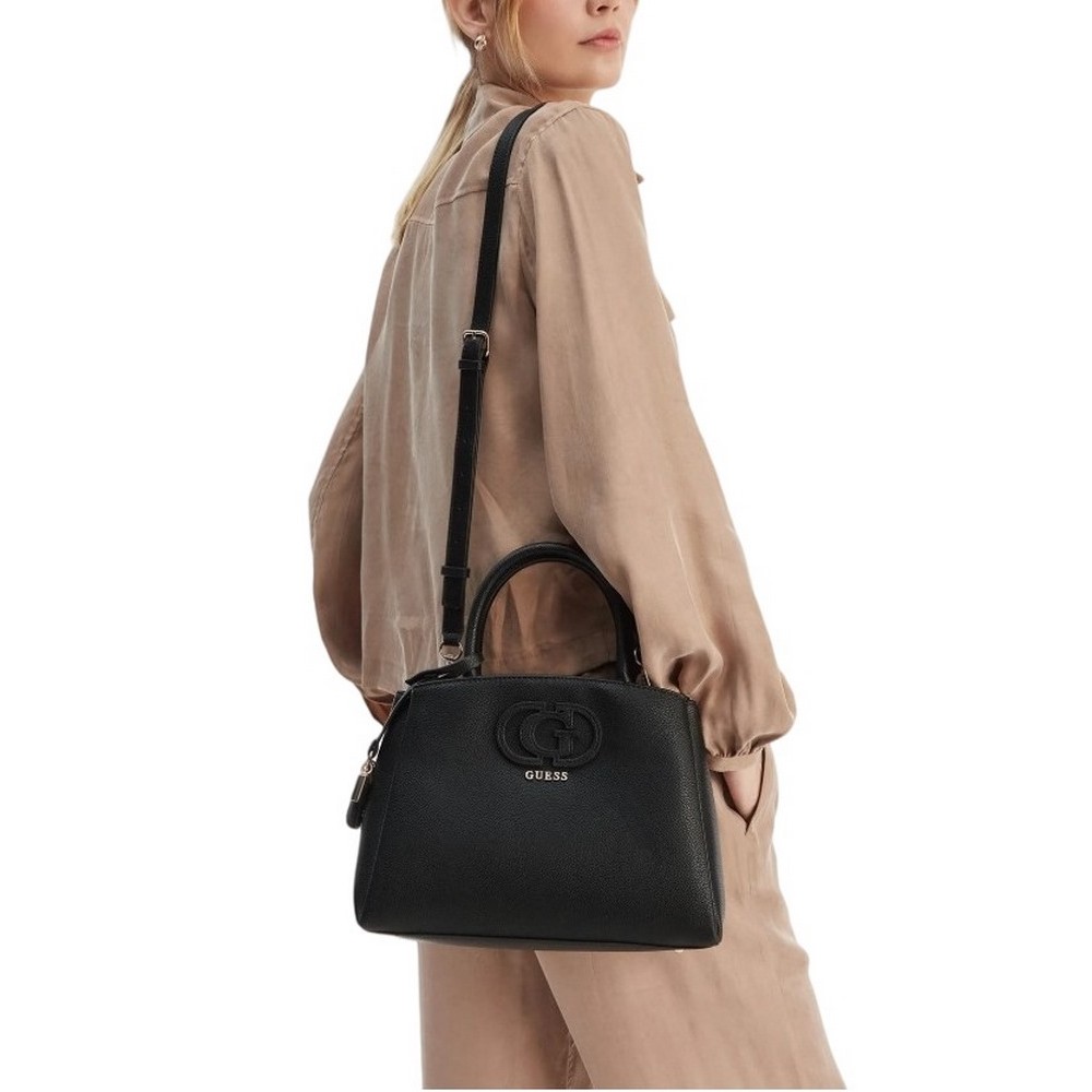 GUESS ISOLA 3 COMP SATCHEL ΤΣΑΝΤΑ ΓΥΝΑΙΚΕΙΑ BLACK