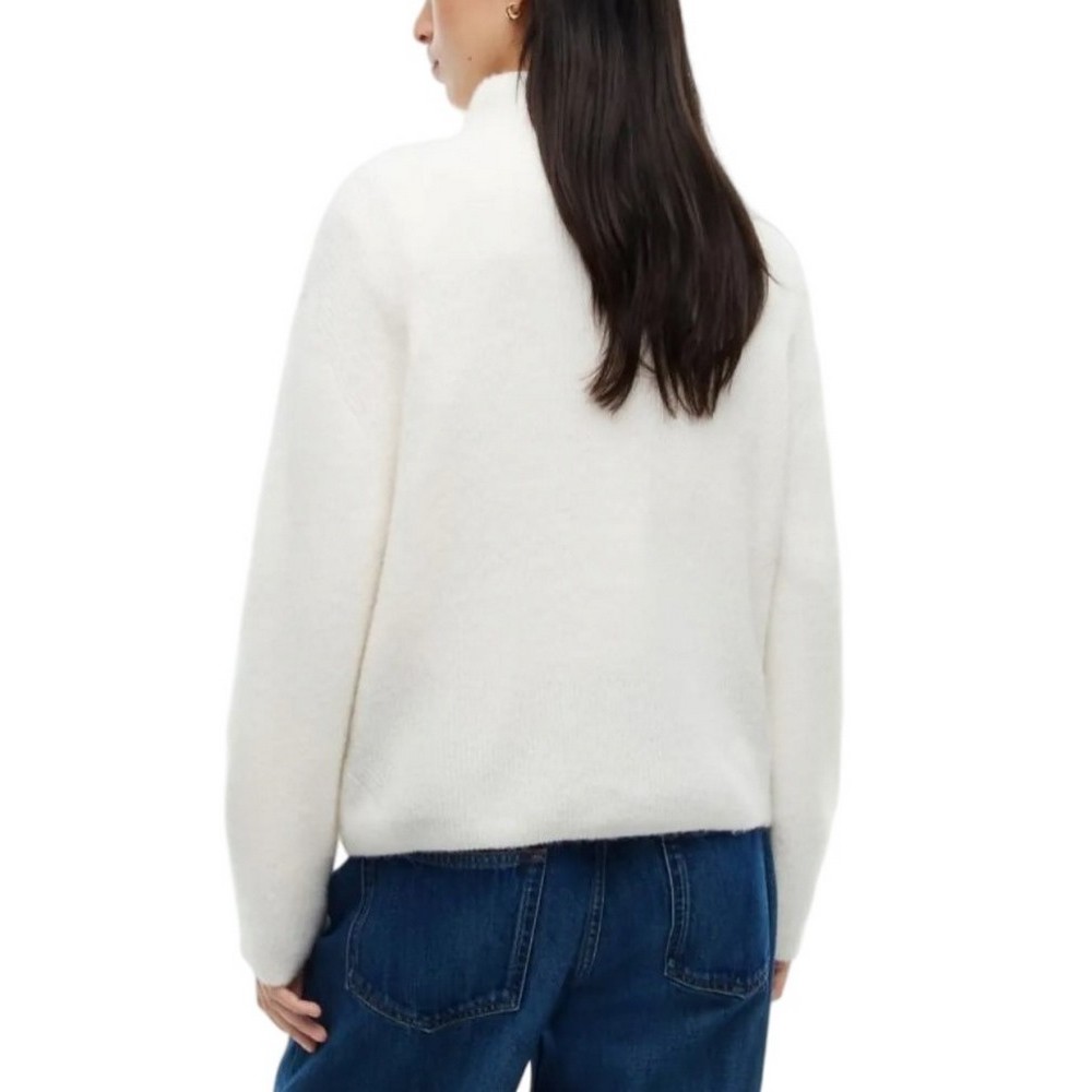 TOMMY JEANS CROP BADGE SWEATER ALPACA ΜΠΛΟΥΖΑ ΠΛΕΚΤΗ ΓΥΝΑΙΚΕΙΑ OFF WHITE