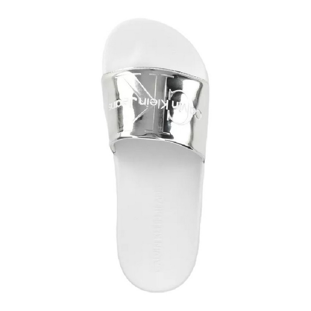 CALVIN KLEIN JEANS SLIDE SILVER MONOGRAM ΠΑΝΤΟΦΛΑ ΓΥΝΑΙΚΕΙΑ SILVER