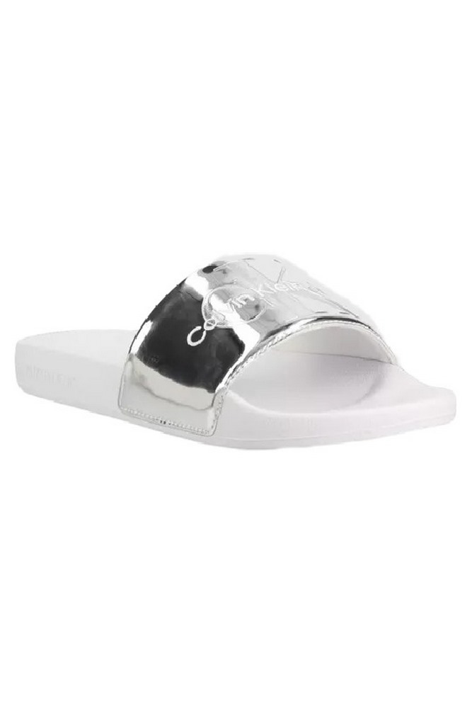 CALVIN KLEIN JEANS SLIDE SILVER MONOGRAM ΠΑΝΤΟΦΛΑ ΓΥΝΑΙΚΕΙΑ SILVER