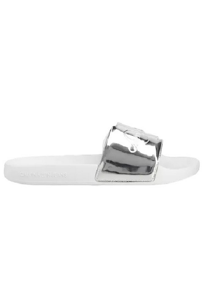 CALVIN KLEIN JEANS SLIDE SILVER MONOGRAM ΠΑΝΤΟΦΛΑ ΓΥΝΑΙΚΕΙΑ SILVER