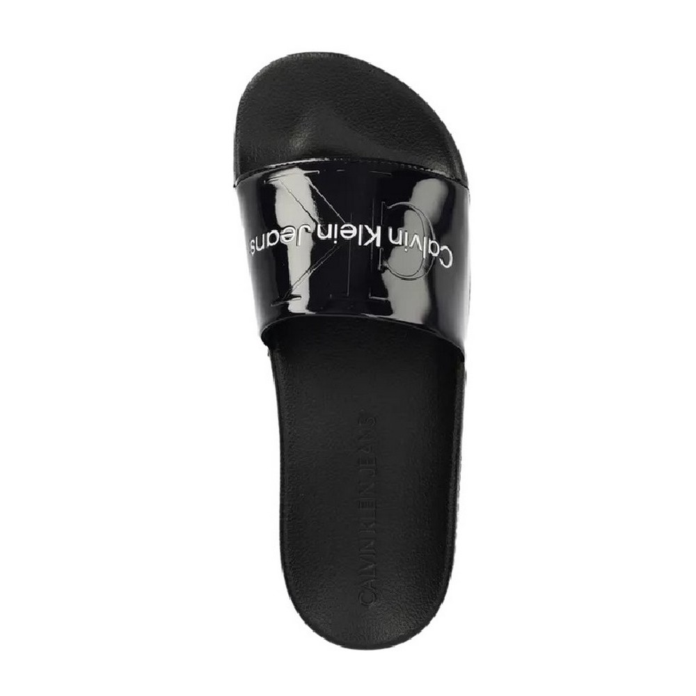 CALVIN KLEIN JEANS SLIDE SILVER MONOGRAM ΠΑΝΤΟΦΛΑ ΓΥΝΑΙΚΕΙΑ BLACK