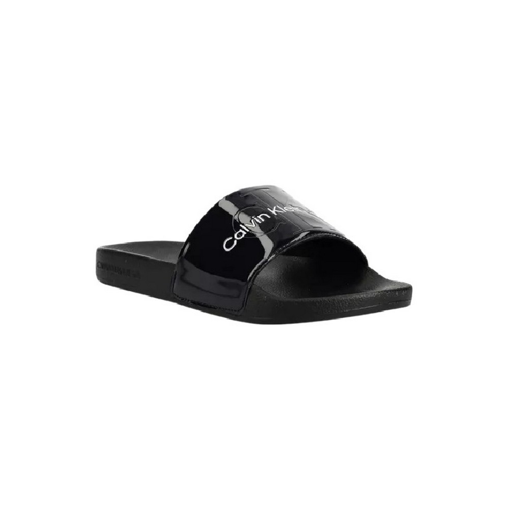 CALVIN KLEIN JEANS SLIDE SILVER MONOGRAM ΠΑΝΤΟΦΛΑ ΓΥΝΑΙΚΕΙΑ BLACK