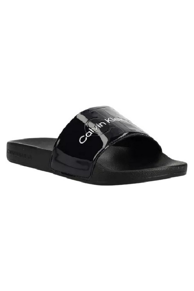 CALVIN KLEIN JEANS SLIDE SILVER MONOGRAM ΠΑΝΤΟΦΛΑ ΓΥΝΑΙΚΕΙΑ BLACK
