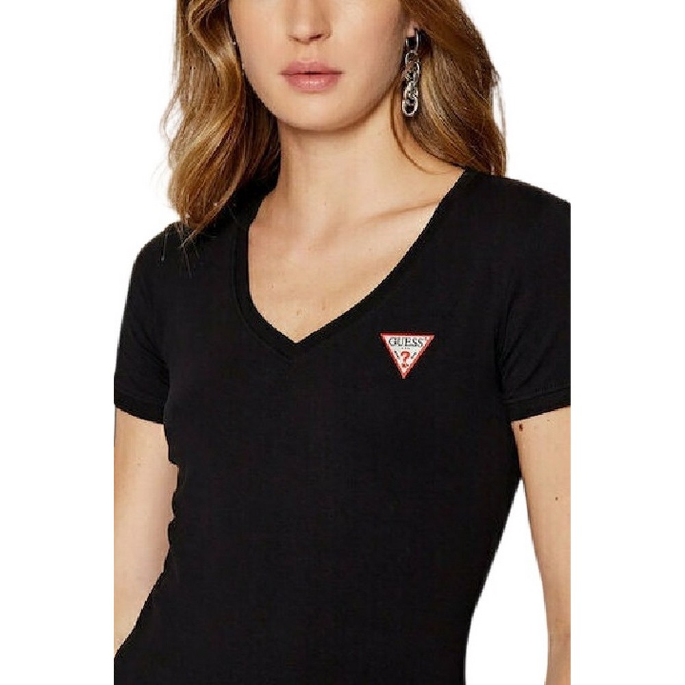 GUESS SS VN MINI TRIANGLE TEE TSHIRT ΓΥΝΑΙΚΕΙΟ BLACK