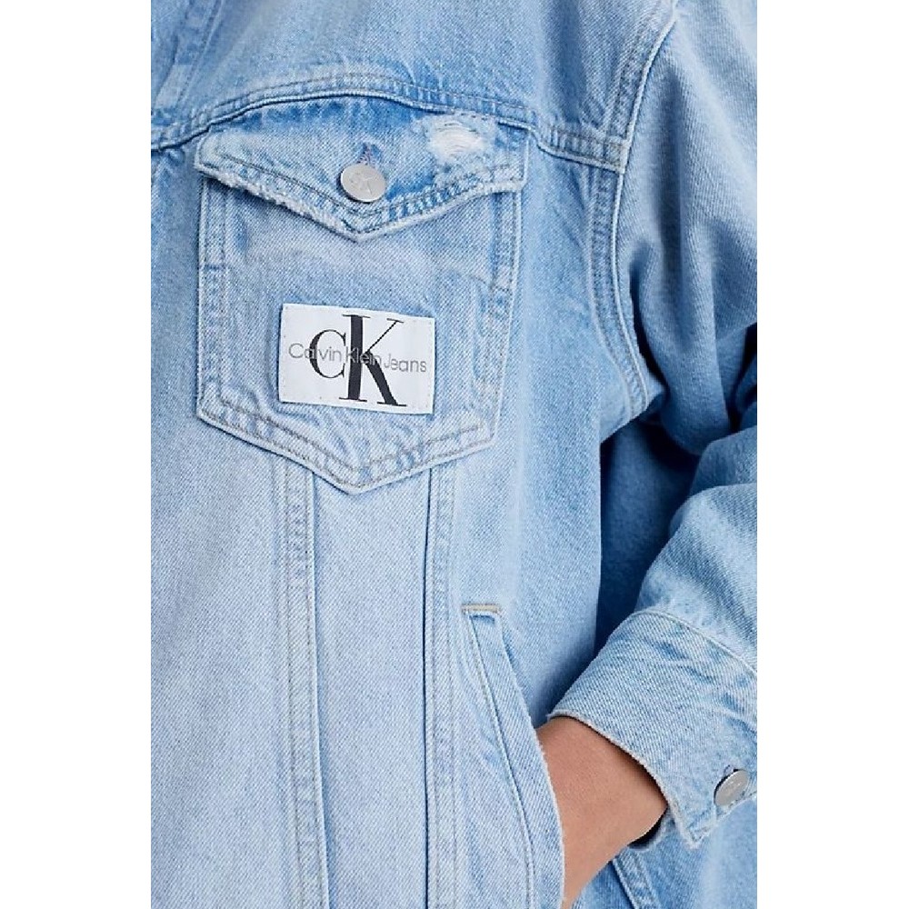 CALVIN KLEIN JEANS DAD DENIM JACKET ΜΠΟΥΦΑΝ ΓΥΝΑΙΚΕΙΟ BLUΕ DENIM