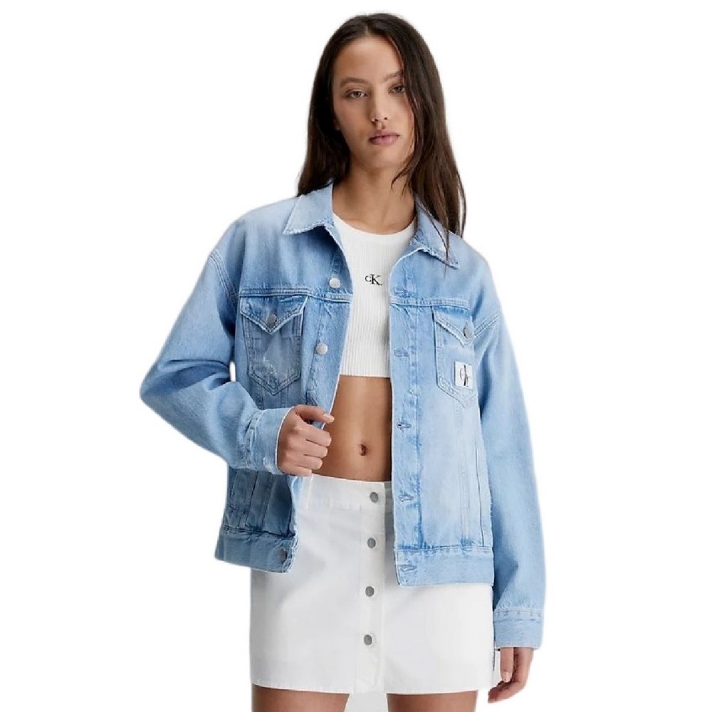 CALVIN KLEIN JEANS DAD DENIM JACKET ΜΠΟΥΦΑΝ ΓΥΝΑΙΚΕΙΟ BLUΕ DENIM