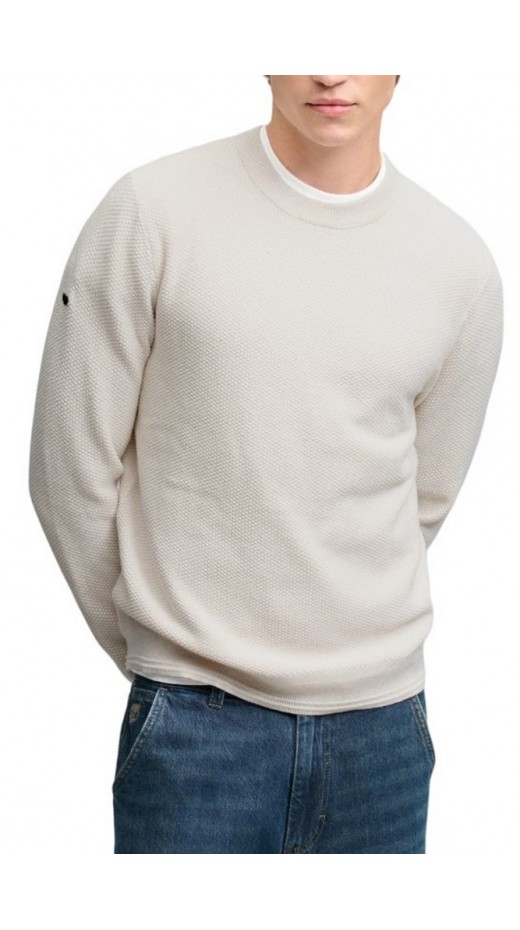 SUPERDRY TEXTURE KNIT SWEATER ΜΠΛΟΥΖΑ ΠΛΕΚΤΗ ΑΝΔΡΙΚΗ OFF WHITE