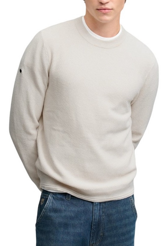 SUPERDRY TEXTURE KNIT SWEATER ΜΠΛΟΥΖΑ ΠΛΕΚΤΗ ΑΝΔΡΙΚΗ OFF WHITE