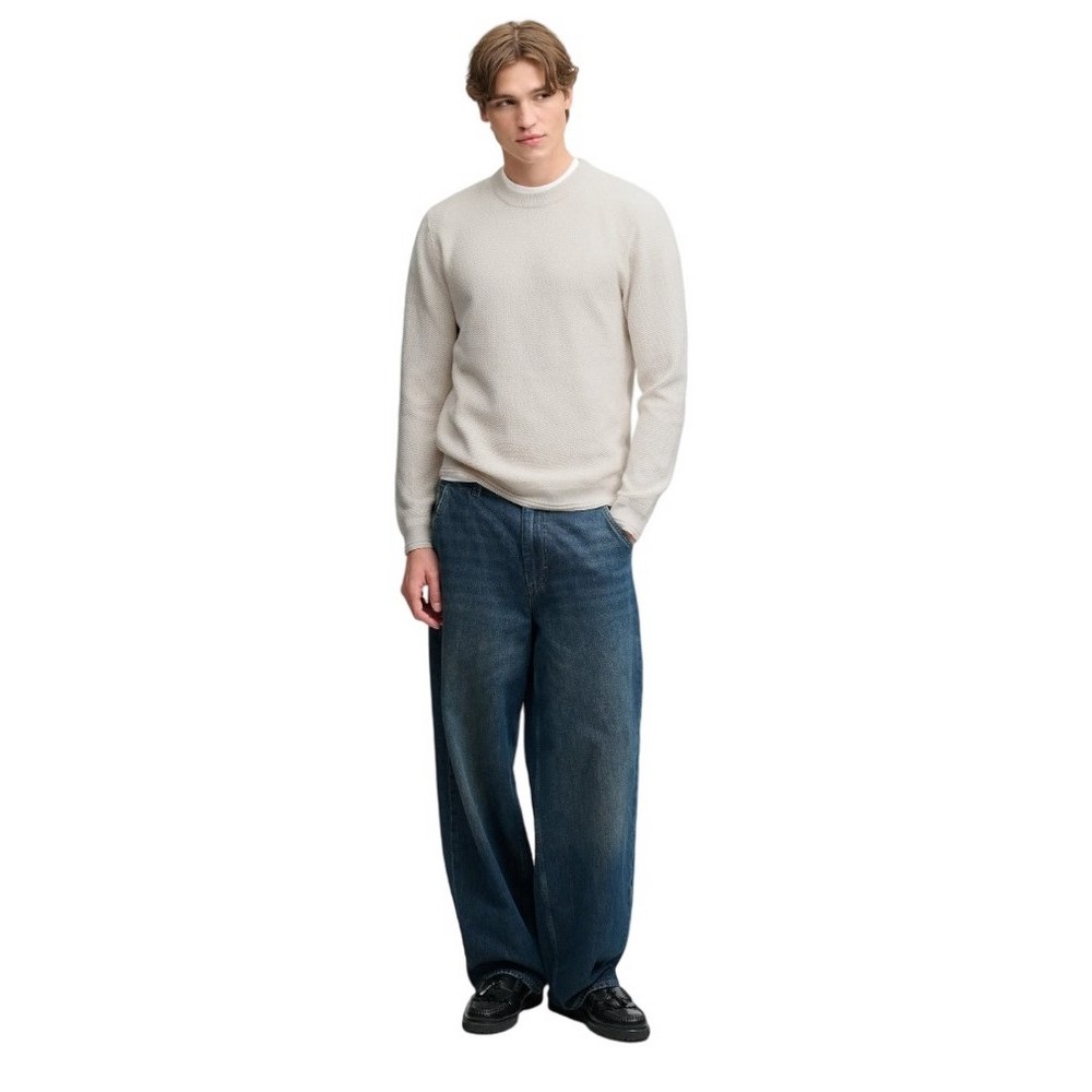 SUPERDRY TEXTURE KNIT SWEATER ΜΠΛΟΥΖΑ ΠΛΕΚΤΗ ΑΝΔΡΙΚΗ OFF WHITE