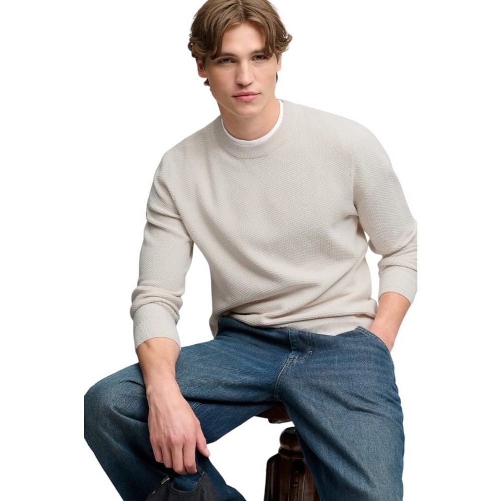 SUPERDRY TEXTURE KNIT SWEATER ΜΠΛΟΥΖΑ ΠΛΕΚΤΗ ΑΝΔΡΙΚΗ OFF WHITE