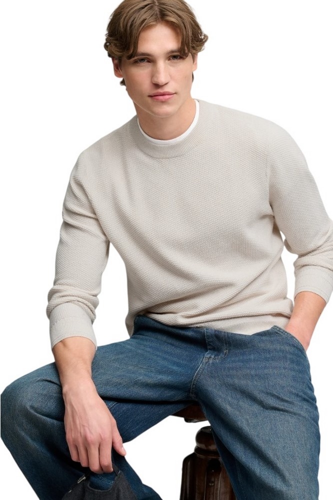 SUPERDRY TEXTURE KNIT SWEATER ΜΠΛΟΥΖΑ ΠΛΕΚΤΗ ΑΝΔΡΙΚΗ OFF WHITE
