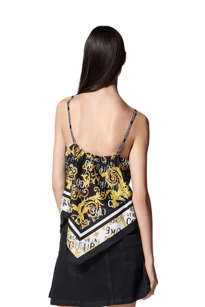 VERSACE JEANS COUTURE  PLACED LOGO ENVERS SATIN PANEL LOGO COUTURE ΜΠΛΟΥΖΑ ΓΥΝΑΙΚΕΙΑ BLACK