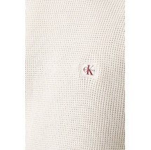 CALVIN KLEIN JEANS CLSC CTTN WFL CRWNK SWTR 9GG ΜΠΛΟΥΖΑ ΠΛΕΚΤΗ ΑΝΔΡΙΚΗ OFF WHITE